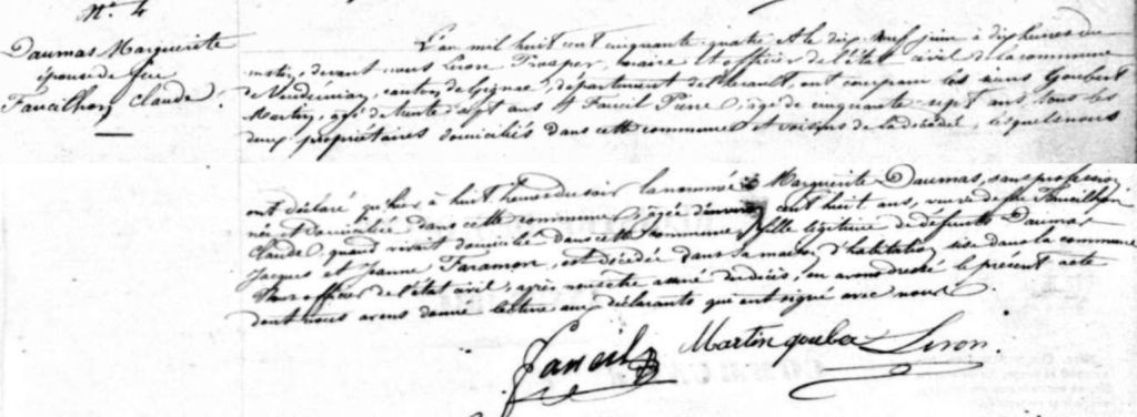 Acte de décès Marguerite Daumas du 19 juin 1854 à Vendémian