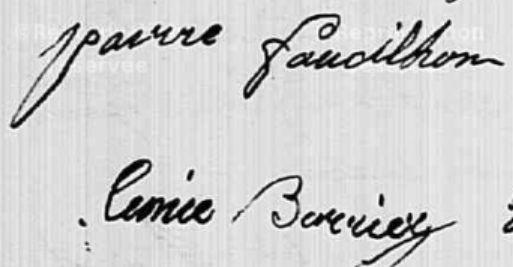 Signatures de Léonie Barrier et Pierre Faucilhon en 1833