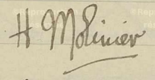 Signature de Melle Molinier, institutrice de Vendémian en 1930