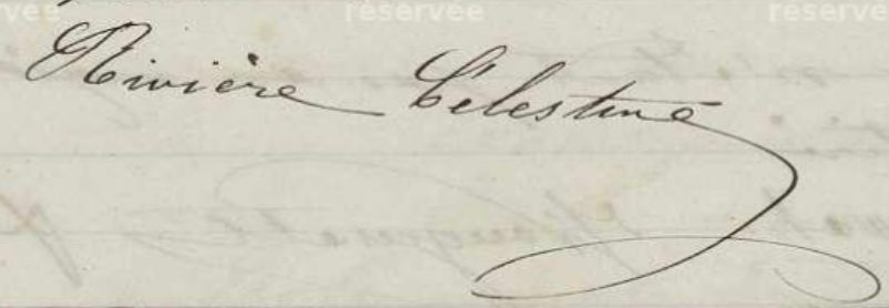 Signature Célestine Rivière, institutrice à Vendémian en 1886